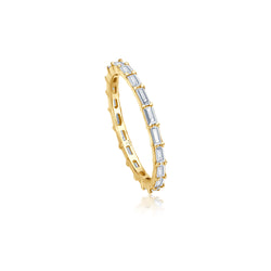 Baguette Horizontal Diamant Memoire Ring - Gelbgold