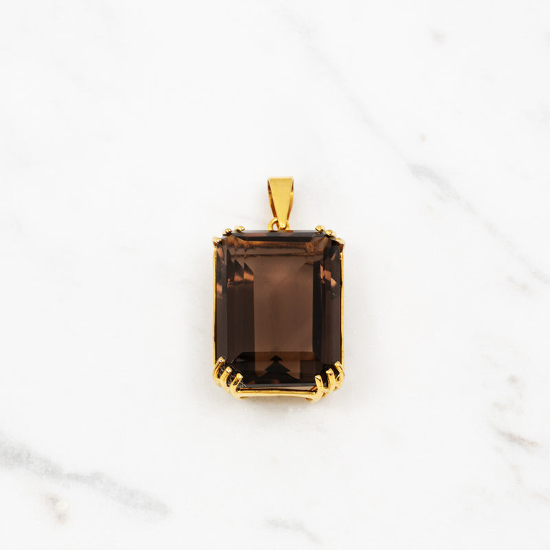 Vintage Rauchquarz Anhänger - Gelbgold