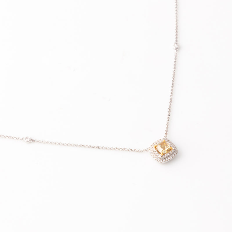 Yellow Diamond Square Halskette - Weißgold