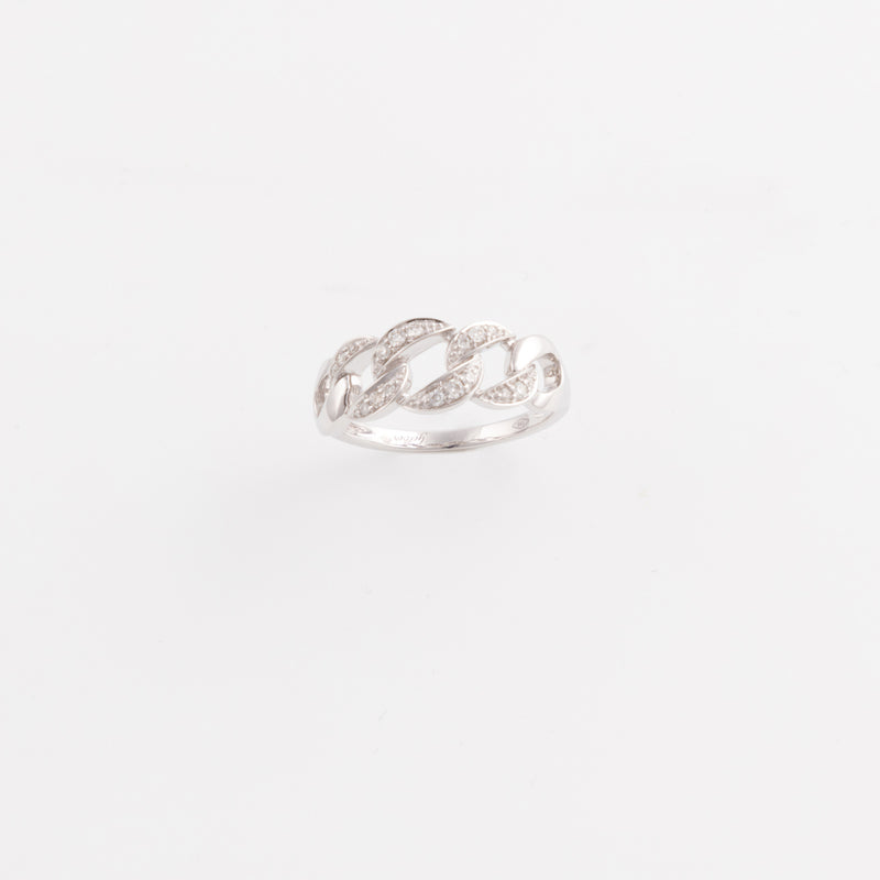 Diamond Curb Chain Ring - 6 mm - Weißgold