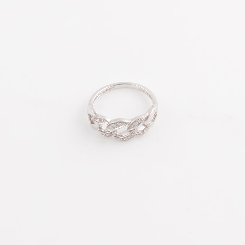 Diamond Curb Chain Ring - 6 mm - Weißgold