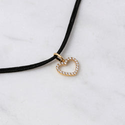 Minimal Diamond Herz Stoff Choker - Gelbgold