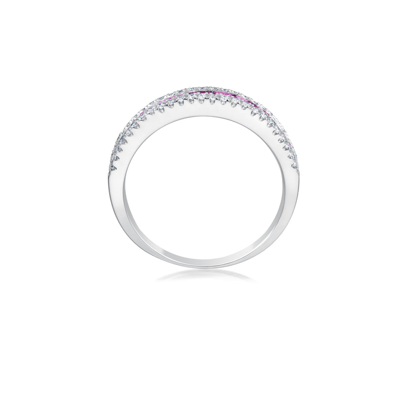 Pink Saphire Rainbow Eternity Ring - Weißgold