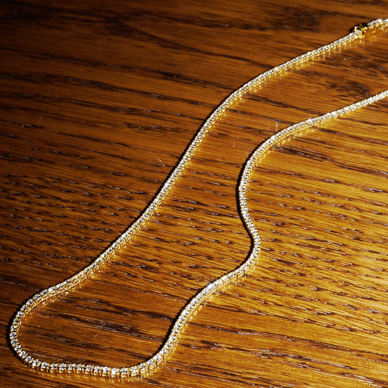 Tennis Necklace - 3,00 ct - Gelbgold