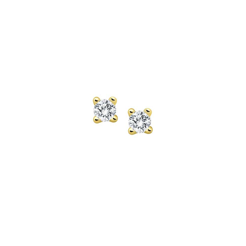 Diamant Ohrstecker - 0,10 ct - 4er Krappe - Gelbgold
