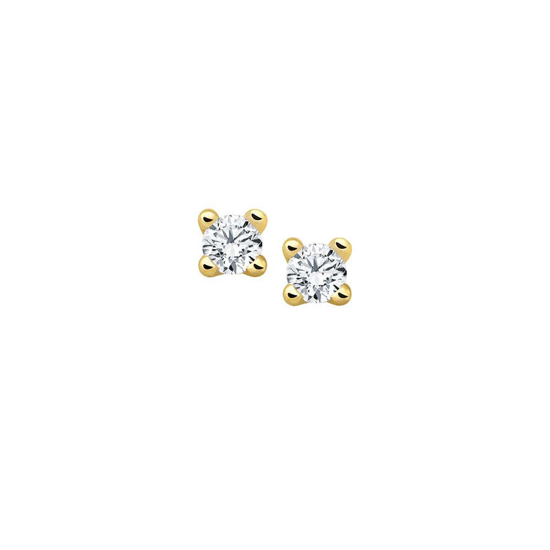 Diamant Ohrstecker Paar - 0,30 ct Klassische 4er Krappen Fassung - Gelbgold