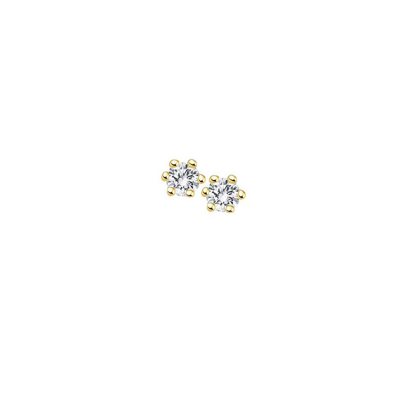 Diamant Ohrstecker - 0,10 ct - 6er Krappe - Gelbgold