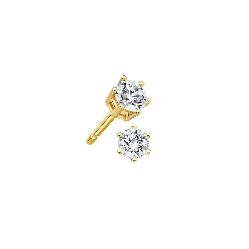Diamant Ohrstecker Paar - 0,50 ct Klassische 6er Krappen Fassung - Gelbgold