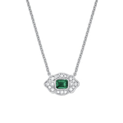 Art Deco Diamant Smaragd Halskette - Weißgold