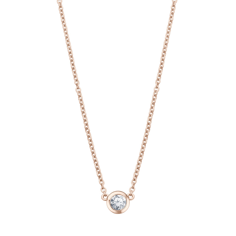 Solitaire Necklace - Runde Fassung - 0.15 ct - Roségold