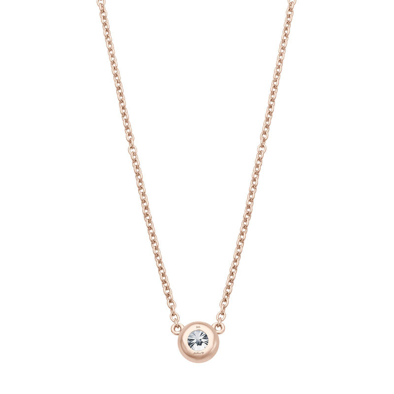 Solitaire Necklace - Runde Fassung - 0.15 ct - Roségold