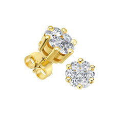 Diamant Blüten Ohrstecker - 1,00 ct - Gelbgold