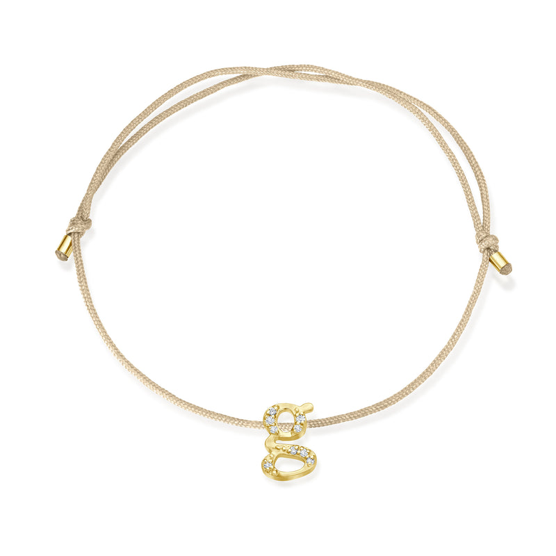 G to K Diamond Letters Stoff Armband - Gelbgold