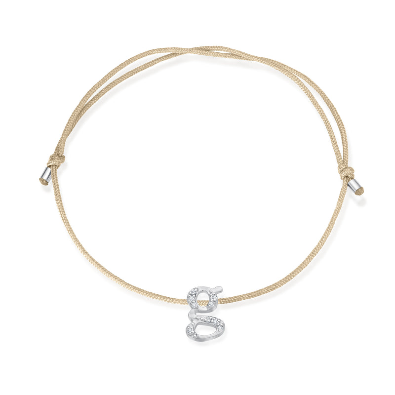 G to K Diamond Letters Stoff Armband - Weißgold