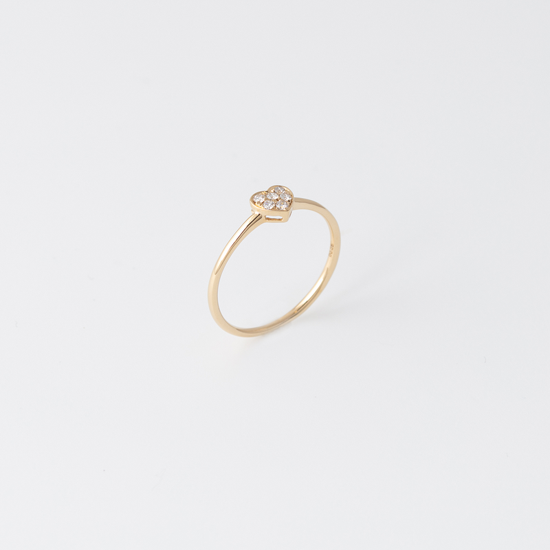 Diamond Herz Ring - Gelbgold