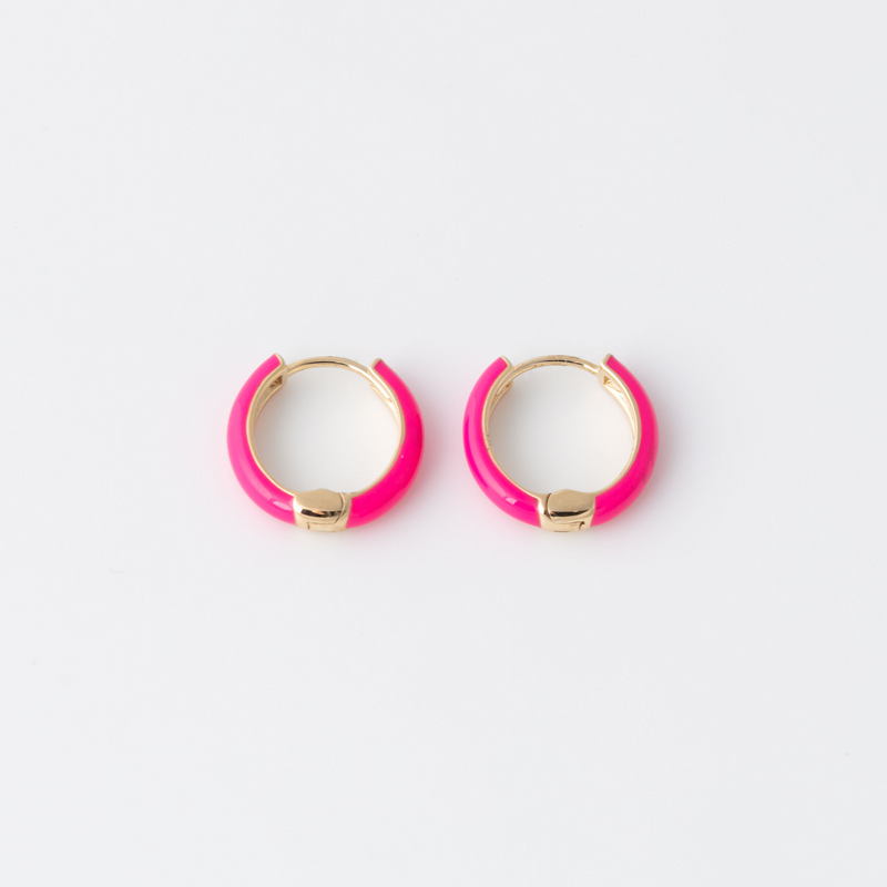 Emaille Hoops - Pink - Gelbgold