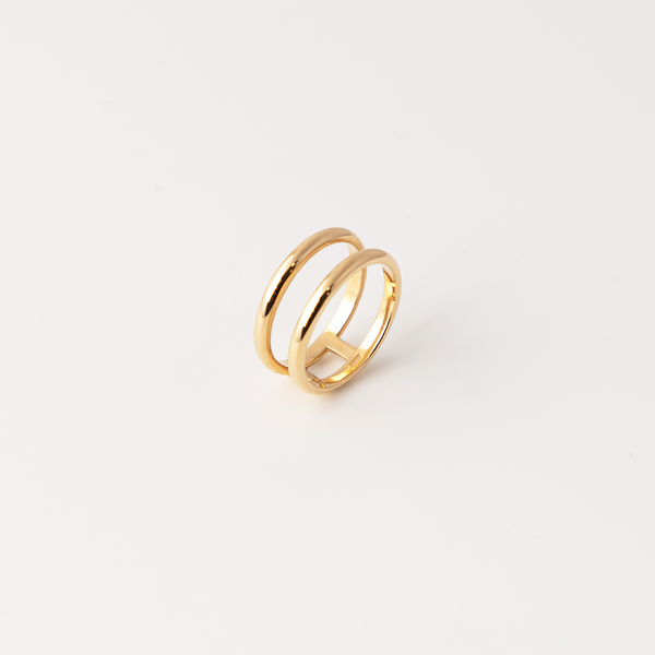 Double Plain Gold Ring - Gelbgold