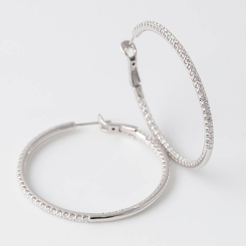 Diamond Hoops - 4 cm - Weissgold