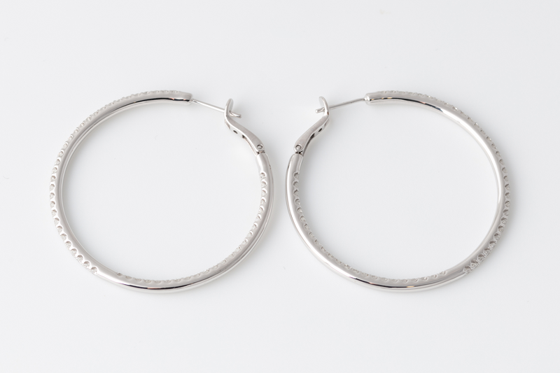 Diamond Hoops - 4 cm - Weissgold
