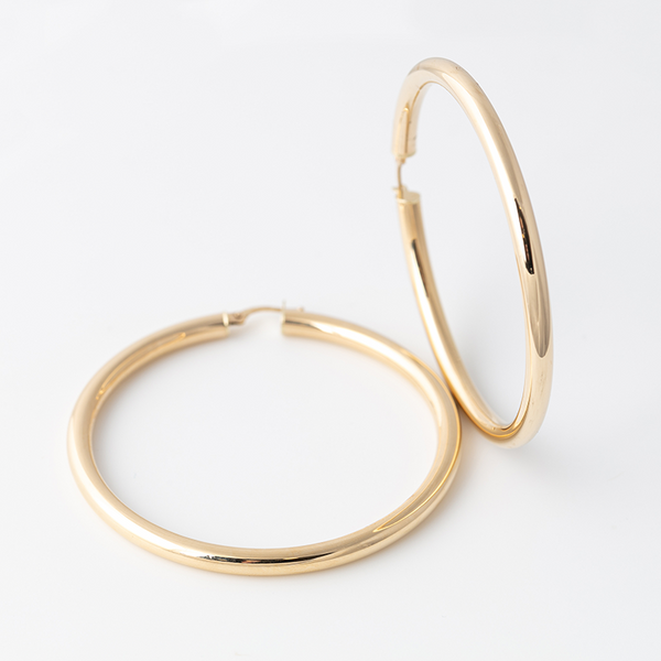 4mm Plain Gold Hoops - 5 cm - Gelbgold