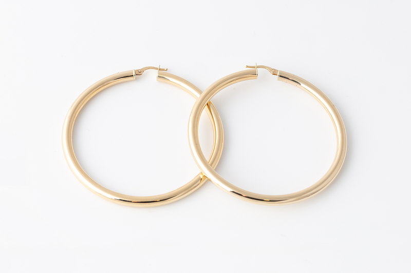 4mm Plain Gold Hoops - 5 cm - Gelbgold