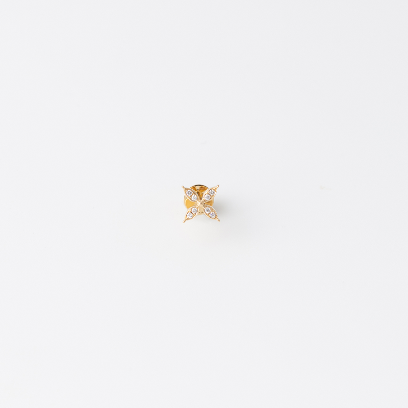 Diamant Flower Ohrstecker - Gelbgold