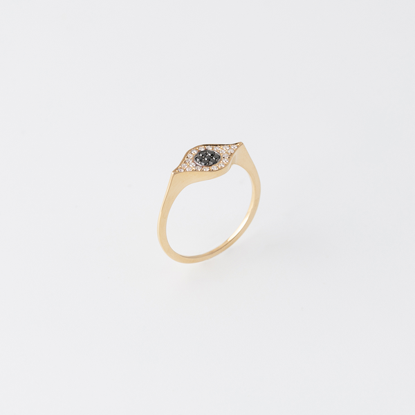 Evil Eye Black Diamond Ring - Goldgold