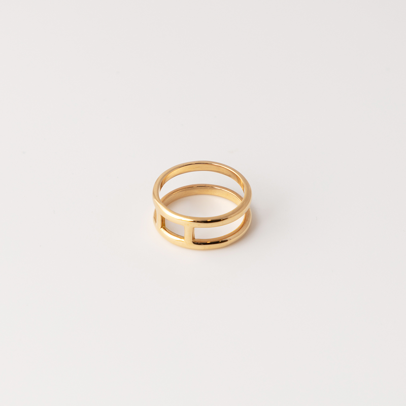 Double Plain Gold Ring - Gelbgold