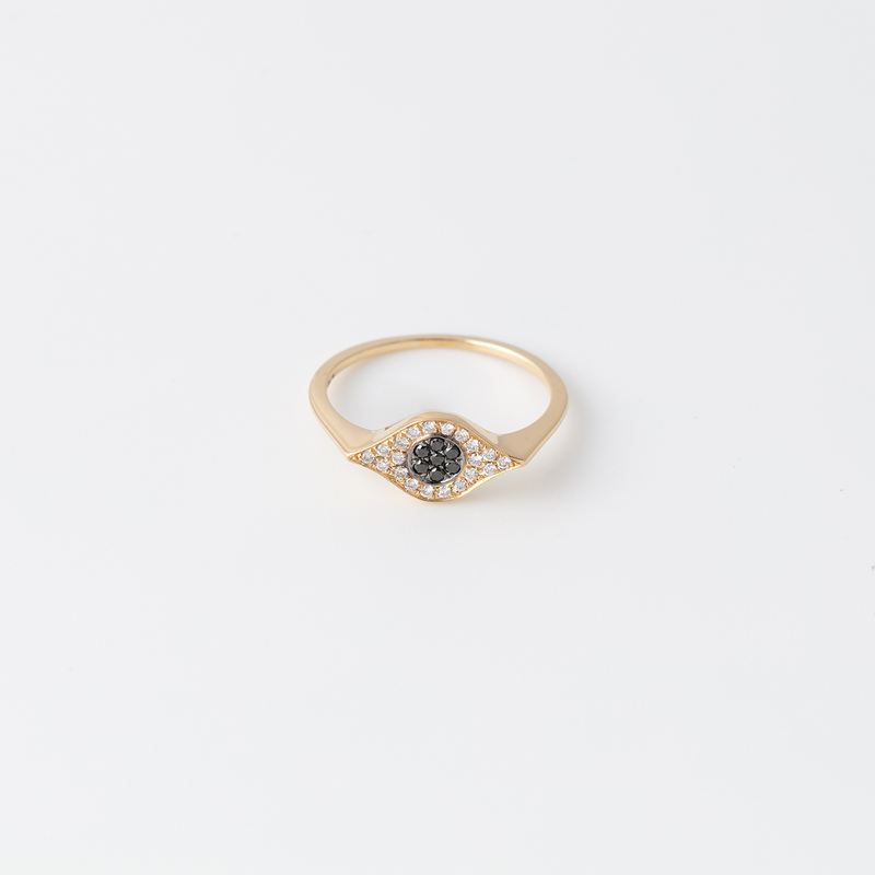 Evil Eye Black Diamond Ring - Goldgold