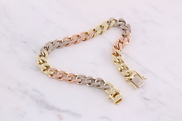 Vintage Curb Chain Armband - 6mm - Tricolor