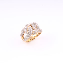 Iced Out Diamond Curb Chain Ring - Gelbgold