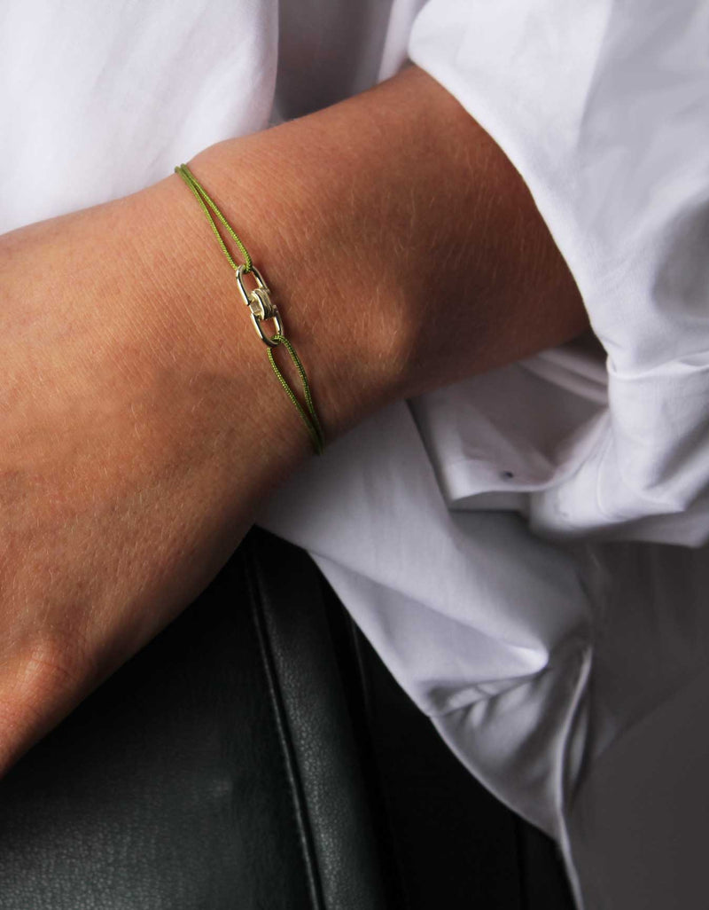 Lucky Wristband Stoff Armband - Weißgold
