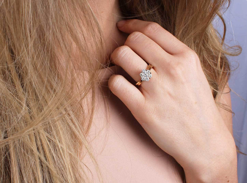 Diamant Blüten Ring - 1,00 ct - Bicolor