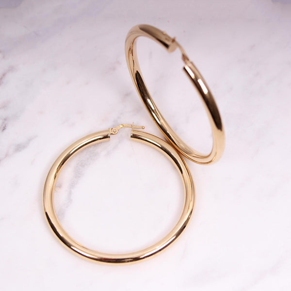 4mm Plain Gold Hoops - 4 cm - Gelbgold