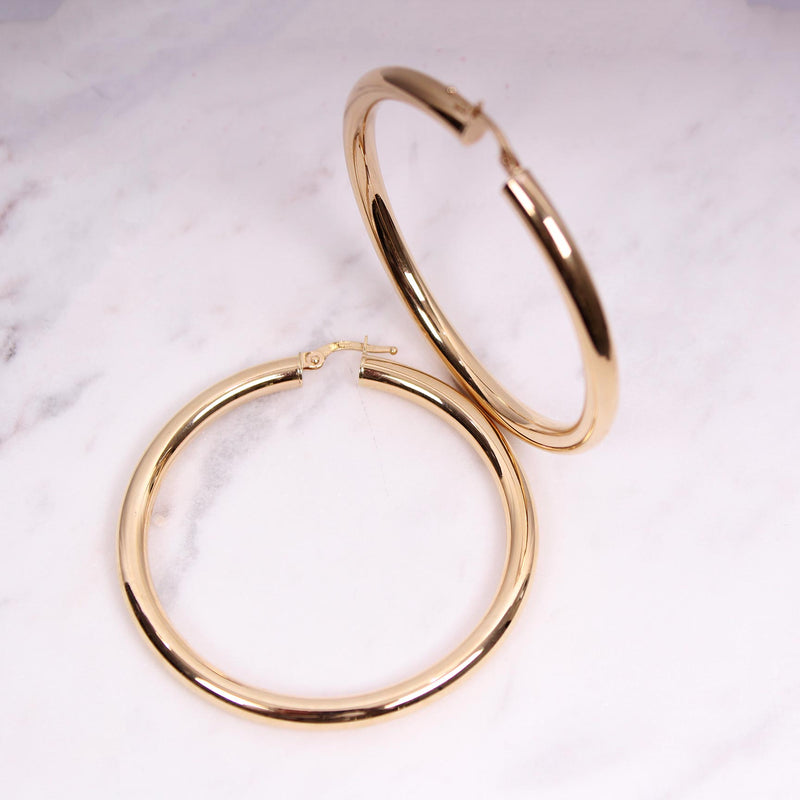 4mm Plain Gold Hoops - 4 cm - Gelbgold
