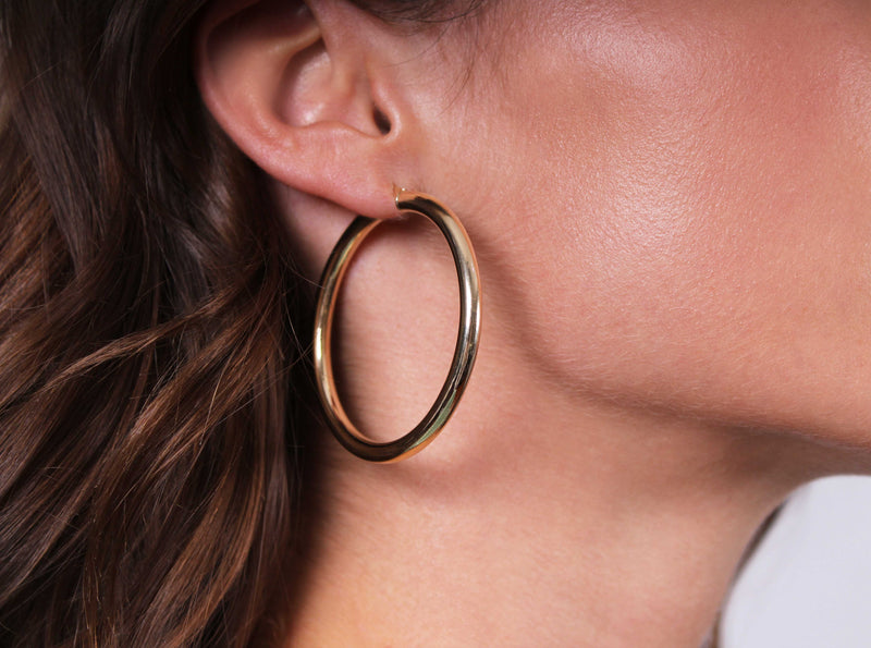 4mm Plain Gold Hoops - 4 cm - Gelbgold