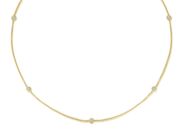 Five Diamond Necklace - 0,25 ct - Gelbgold