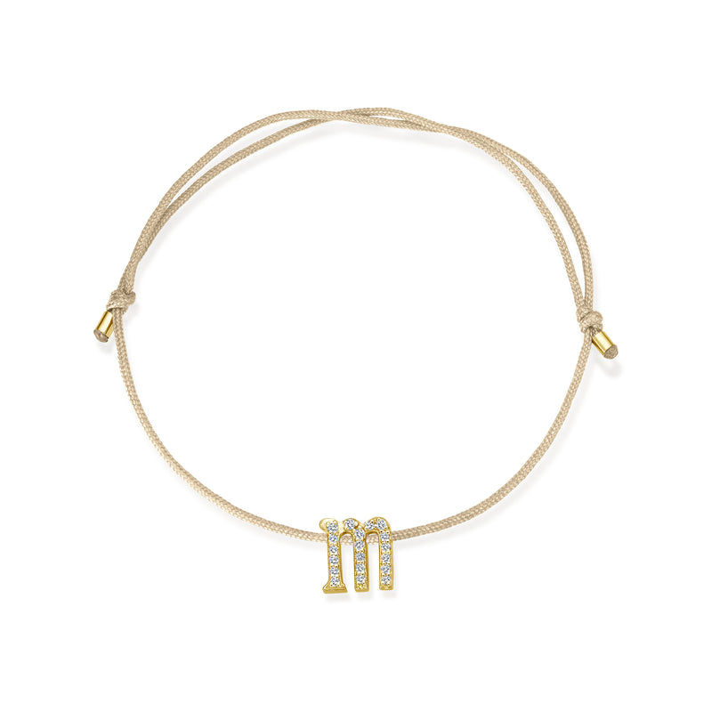 L to P Diamond Letters Stoff Armband - Gelbgold