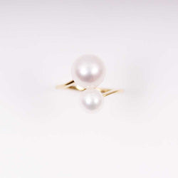 Double Pearl Ring - Gelbgold