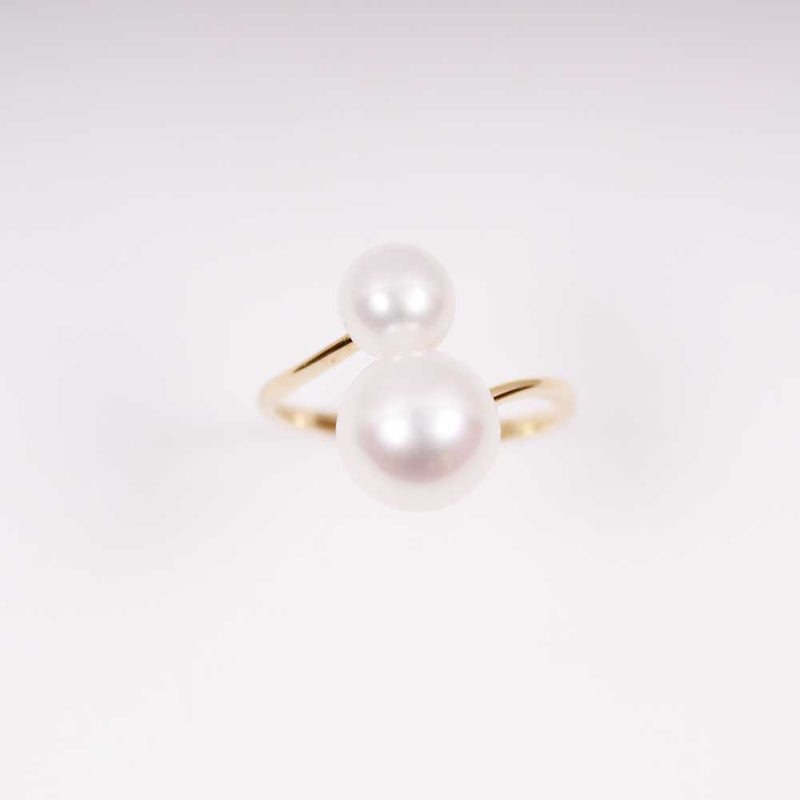 Double Pearl Ring - Gelbgold
