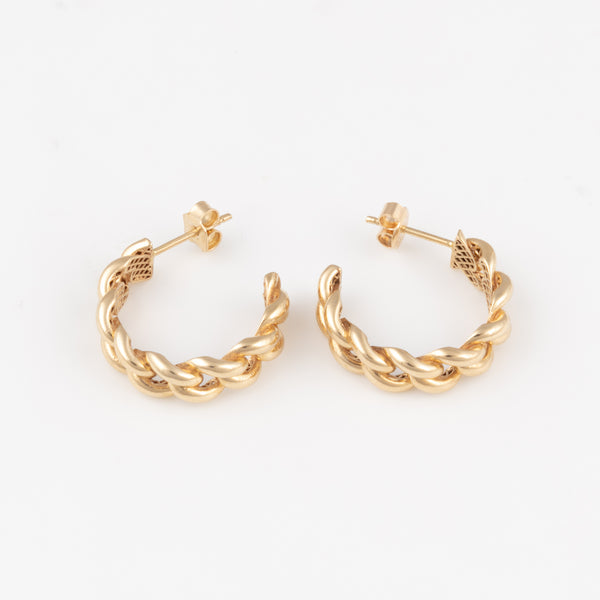 Curb Chain Open Hoops - Gelbgold