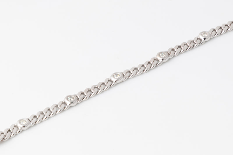 5 Diamond Curb Chain Bracelet - Weißgold