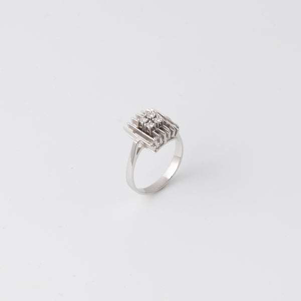 Vintage Ring Diamant Square - Weißgold
