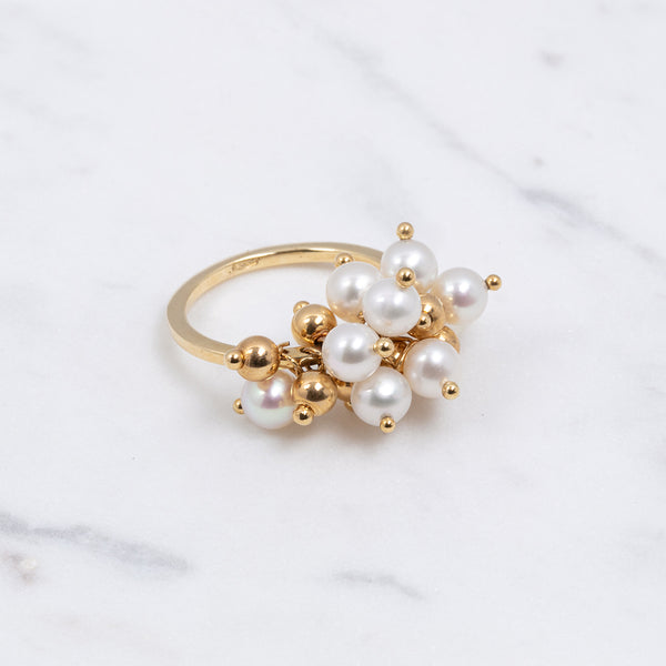 Vintage Ring Gold Pearl Kugeln - Gelbgold