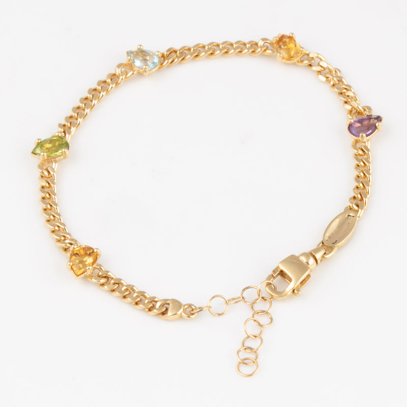 Rainbow Tropfen Curb Chain Armband - Gelbgold