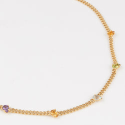 Rainbow Tropfen Curb Chain Halskette - Gelbgold
