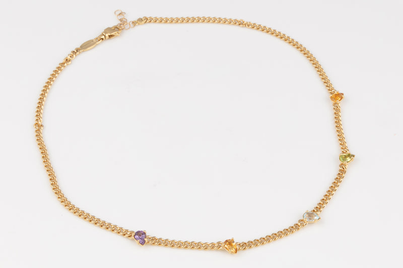 Rainbow Tropfen Curb Chain Halskette - Gelbgold