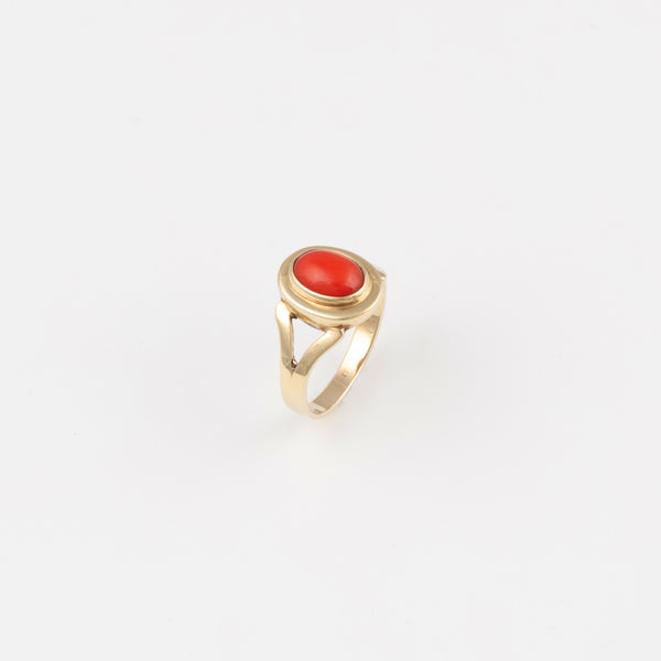 Vintage Ring Mini Koralle - Gelbgold