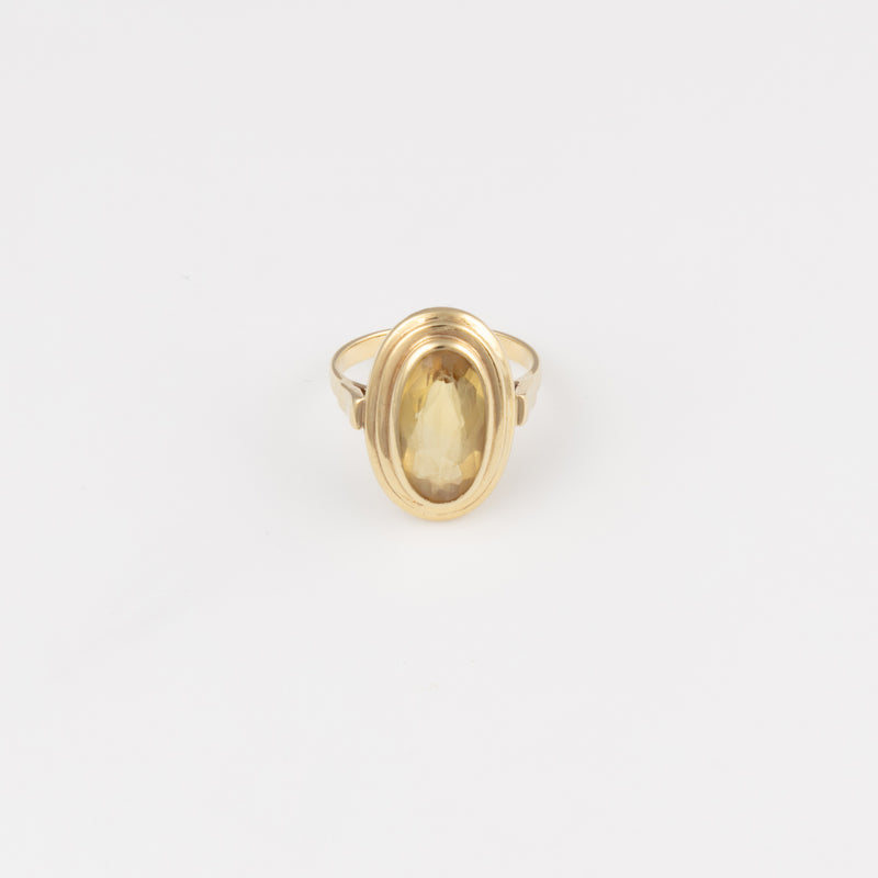 Vintage Ring Oval Citrin - Gelbgold