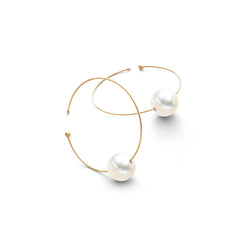 Wire Pearl Hoops - Gelbgold